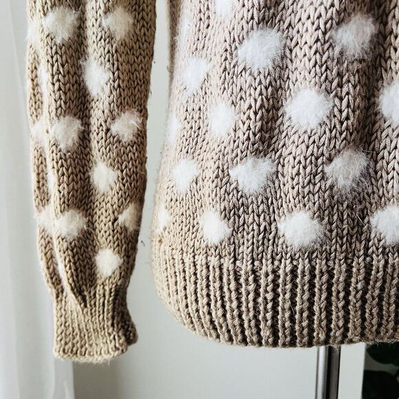 Chantelle Brown & White Angora Rabbit Hair Blend Cozy Sweater - Medium - Picture 4 of 9